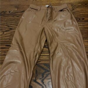 Abercrombie & Fitch Tan Leather Straight Leg Pants